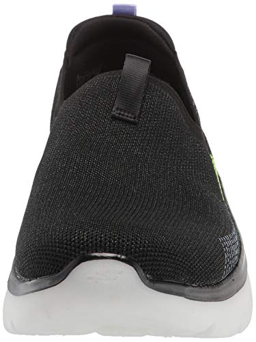 Skechers Women's GO Walk Hyper Burst Knit Slip ON Sneaker, Black/Multi, 7.5