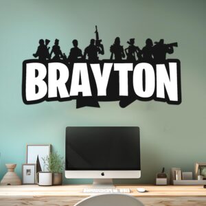 wall decor famous game custom name i nursery wall decal for boy room decorations i wall sticker for bedroom i multiple options for customization (wide 30"x 16" height)
