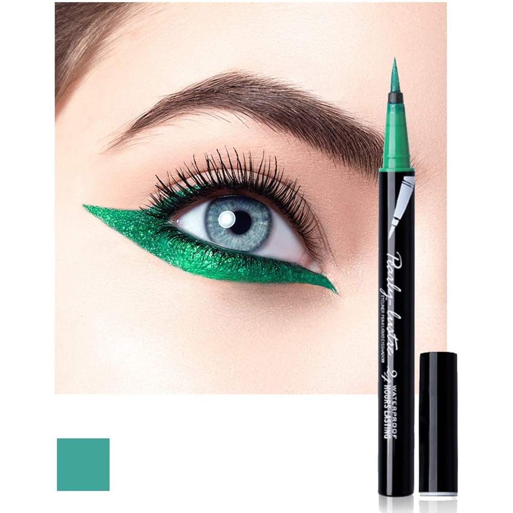 Eyeliner Pencil Eye Liner Pen Green Liquid for Women Girl Matte Long Lasting Professional Smudge Proof and Waterproof Natural Perfect Eye Makeup with Non-dizzy Dyeing (Green)