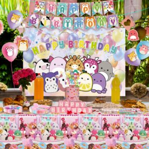 𝓢𝓺𝓾𝓲𝓼𝓱𝓶𝓪𝓵𝓵𝓸𝔀𝓼 Birthday Party Supplies - 151Pcs 𝓢𝓺𝓾𝓲𝓼𝓱𝓶𝓪𝓵𝓵𝓸𝔀𝓼 Birthday Decorations include Banner Tablecloth Backdrop Ballons Cupcake Cake Toppers Tableware Hanging Swirls