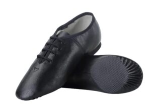 dynadans unisex pu leather upper lace up jazz shoe for women and men's dance shoes-black-5.5m