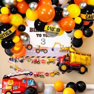 Quarantine Balloon Garland & Arch Kit, 74 Pack 12Inch 5Inch Black, Orange, Yellow, Silver Latex Balloons Strip Set with Caution Tape for Quarantine Birthday Party Decorations Construction