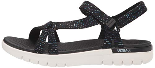 Skechers Women's ON-The-GO Flex Multi-Colored Strap Sandal Sport, Black, 8