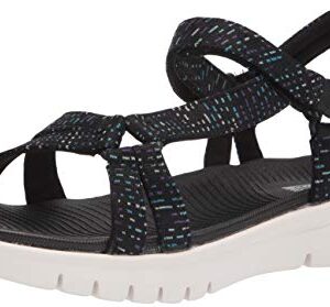 Skechers Women's ON-The-GO Flex Multi-Colored Strap Sandal Sport, Black, 8