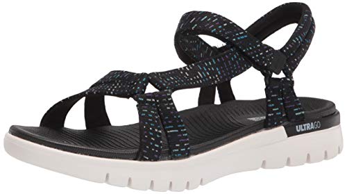 Skechers Women's ON-The-GO Flex Multi-Colored Strap Sandal Sport, Black, 8