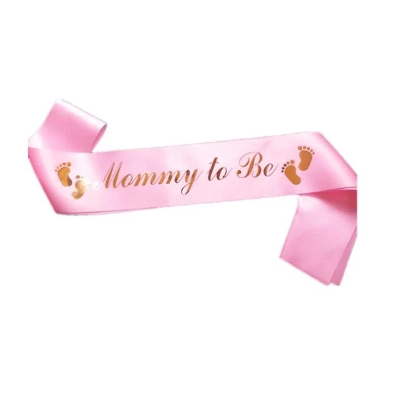 Mommy to be sash Pink and Blue, Baby Shower Decoration for Girl, Baby Shower Party Favors Decorations Gift, Mother to be Sash (White)