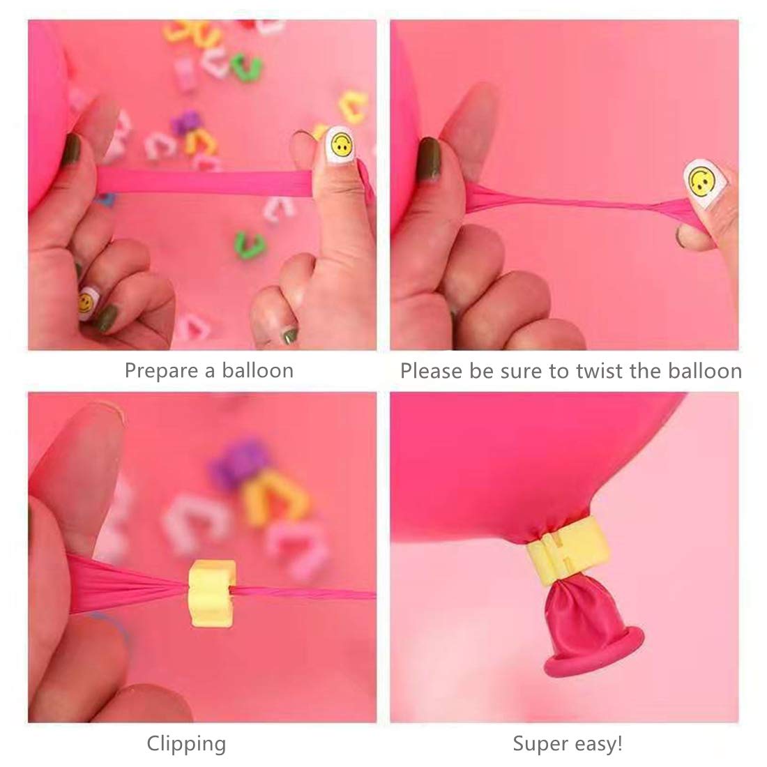 Balloon Clips 100PCS Balloon Tying Tool Balloon Clips Ties for Sealing Balloon Time Accessories Party Decorations-Knotting Faster and Save Time