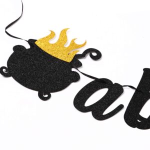 MALLMALL6 A Baby Is Brewing Banner Sign Halloween Baby Shower Party Favors Black Golden Glittery Paper Flag Photo Props Pre-Strung Hanging Kit Gender Reveal Party Decoration for Home Room Wall Outdoor