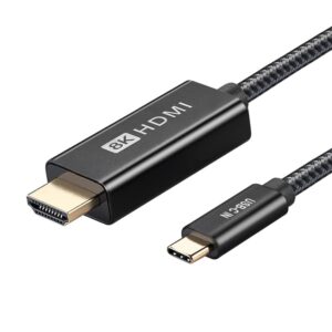 qces usb c to hdmi cable 8k 6.6ft, unidirectional type c to hdmi 2.1 cable 8k 4k hdr thunderbolt 3/4 to hdmi compatible with iphone 15, macbook pro/air, imac, xps, galaxy s23