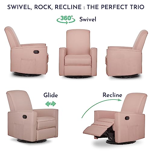 Evolur Raleigh Upholstered Plush Seating Glider Swivel, Rocker, Recliner, Glider for Nursery in Pink, Greenguard Gold Certified, Modern Nursery Recliner, Environmentally Conscious Glider