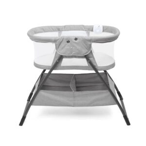 Baby Delight Beside Me Doze Deluxe Baby Bassinet, Bedside Sleeper, Foldable, Removeable Canopy, Pebble Grey