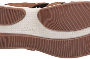 Clarks Women's Solan Sail Flat Sandal, Dark Tan Leather/Suede, 8