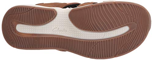 Clarks Women's Solan Sail Flat Sandal, Dark Tan Leather/Suede, 8