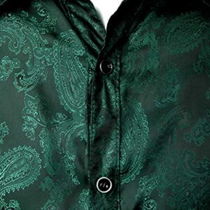 ZEROYAA Men's Paisley Jacquard Slim Fit Long Sleeve Button Up Dress Shirt for Party Prom ZLCL28-Emerald Small