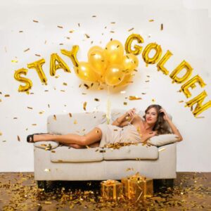 Stay Golden Balloon, Stay Golden Birthday Banner Gold Party Supplies Golden Birthday Decorations (16 inch)