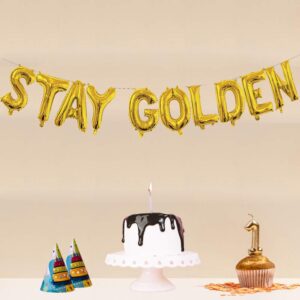 Stay Golden Balloon, Stay Golden Birthday Banner Gold Party Supplies Golden Birthday Decorations (16 inch)