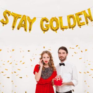 Stay Golden Balloon, Stay Golden Birthday Banner Gold Party Supplies Golden Birthday Decorations (16 inch)