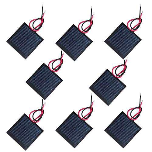 NUZAMAS Set of 8 Pieces 1V 200ma 40x40mm Micro Mini Solar Panel Cells, Wired, for Solar Power Energy, DIY Home, Garden Light, Science Projects - Toys - Battery Charger