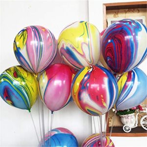 Rainbow Tie Dye Balloons 100PCS 12 Inch Agate Marble Latex Swirl Balloons For Tie Dye Birthday Party Supplies,Candyland,Bachelorette,Fun Hippie Party Decorations(Color Clouds)