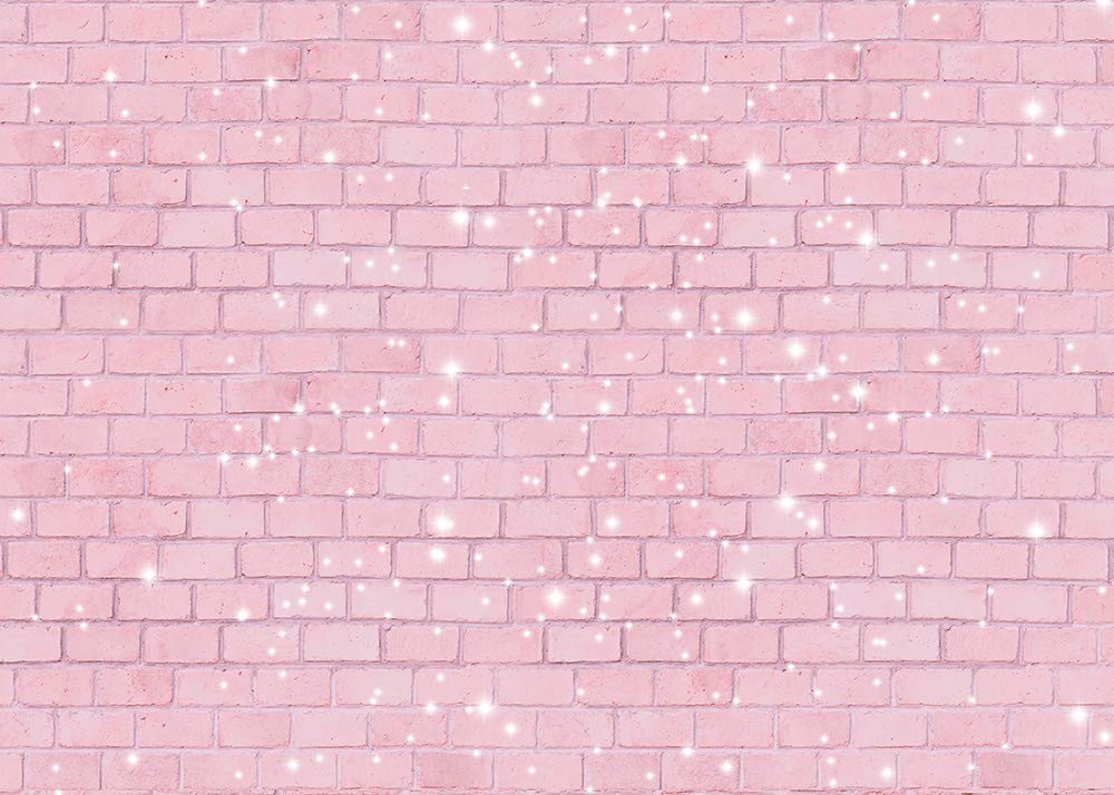 Retro Pink Glitter Brick Wall Photography Backdrop 5x3ft Girl Happy Birthday Party Photo Background Baby Shower Bridal Shower Wedding Newborn Banner Cake Table Decorations Photo Booth Props