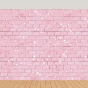 Retro Pink Glitter Brick Wall Photography Backdrop 5x3ft Girl Happy Birthday Party Photo Background Baby Shower Bridal Shower Wedding Newborn Banner Cake Table Decorations Photo Booth Props