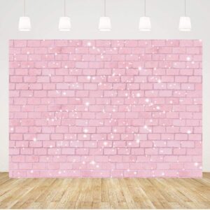 Retro Pink Glitter Brick Wall Photography Backdrop 5x3ft Girl Happy Birthday Party Photo Background Baby Shower Bridal Shower Wedding Newborn Banner Cake Table Decorations Photo Booth Props