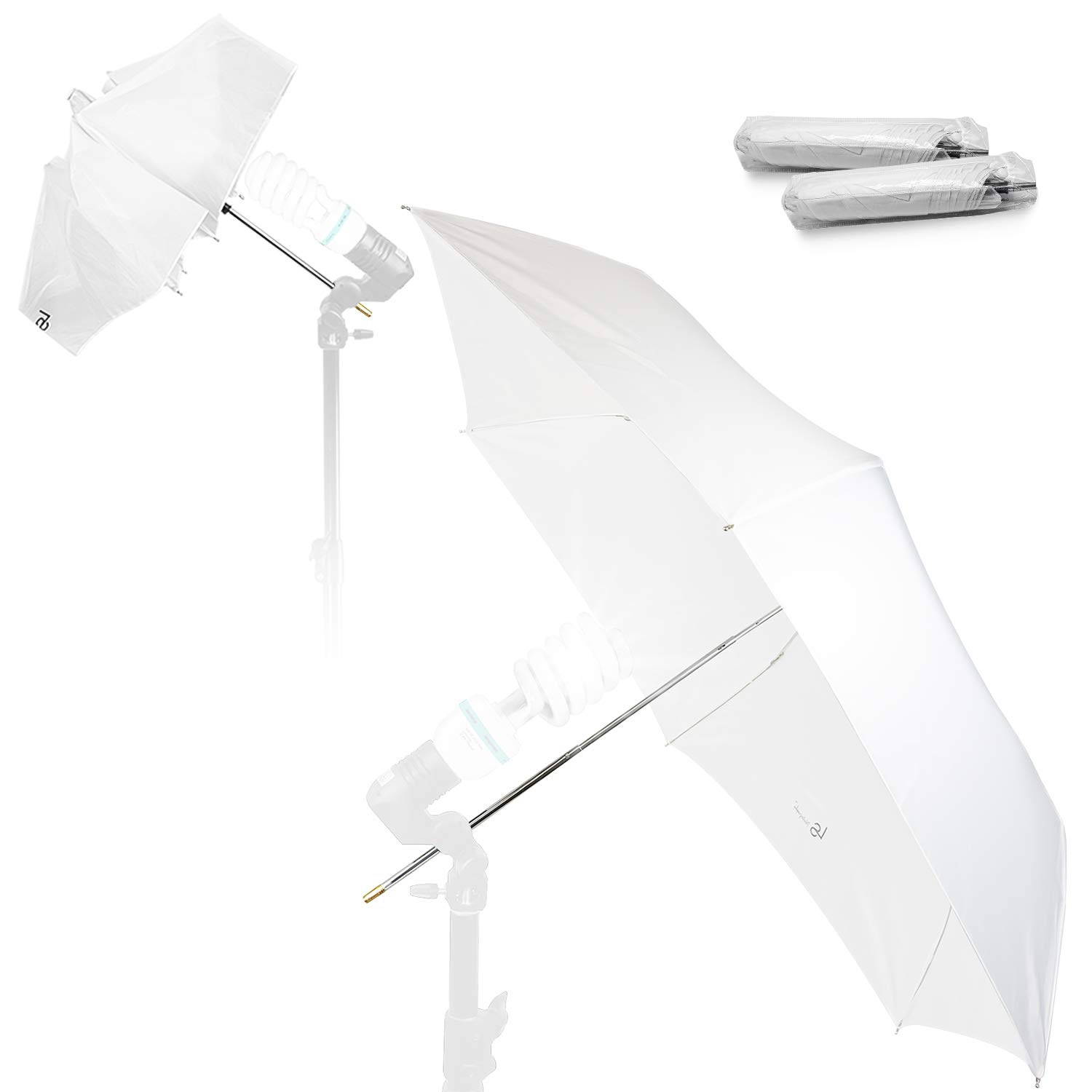 LimoStudio [2 Pack] 33" 3-Fold Ultra Compact Professional Photography Photo Video Studio Lighting Flash Translucent White Soft Umbrella for Photo Portrait Studio Shooting, AGG3099