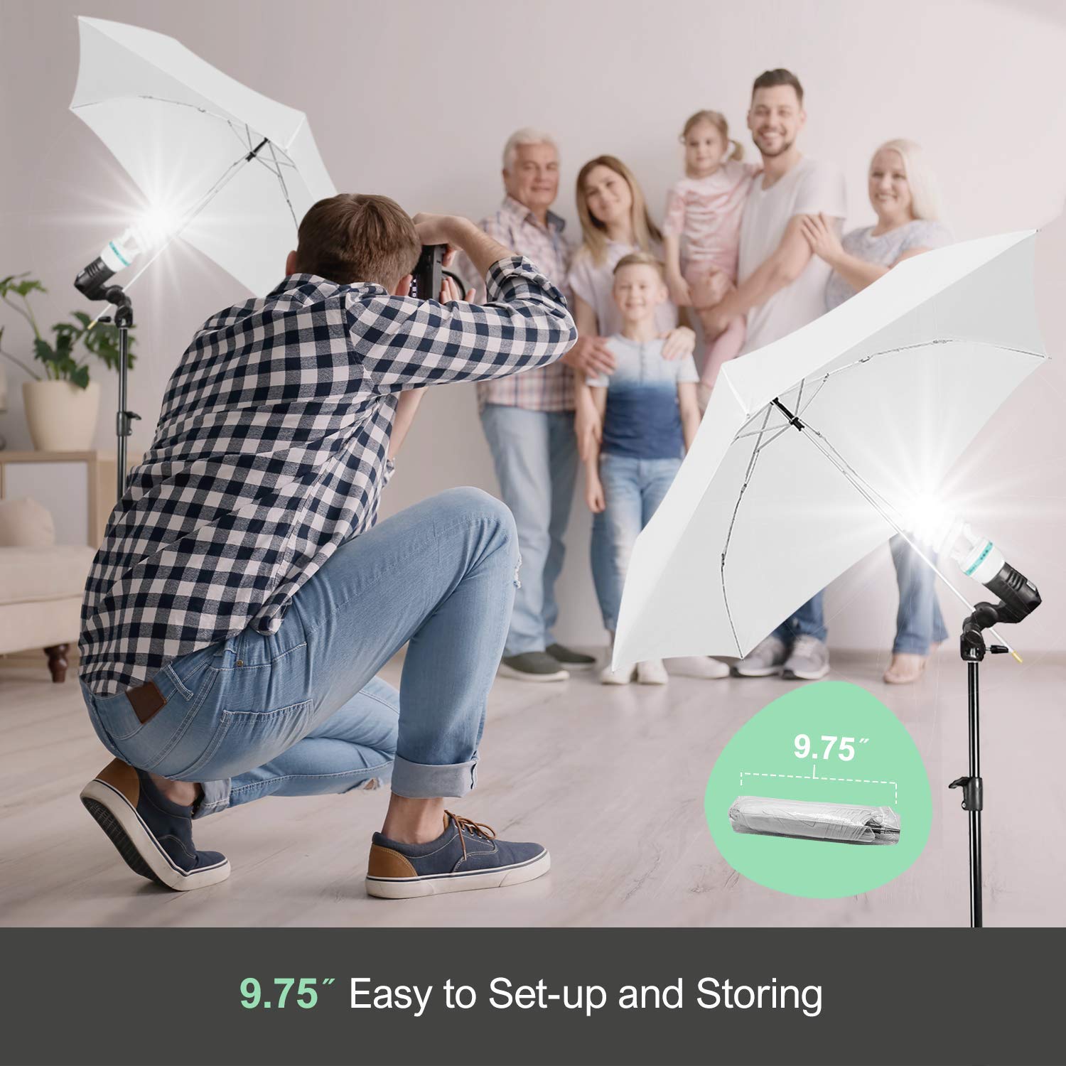 LimoStudio [2 Pack] 33" 3-Fold Ultra Compact Professional Photography Photo Video Studio Lighting Flash Translucent White Soft Umbrella for Photo Portrait Studio Shooting, AGG3099