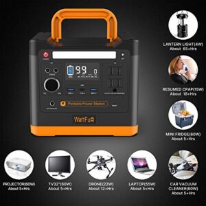 Wattfun LiFePO4 Portable Power Station, 298Wh Regulated DC Output Solar Generator, 320W(Peak 640W) Pure Sine Wave AC Outlet Backup Battery Type-C PD60w for CPAP Outdoor Camping Travel Home Emergency