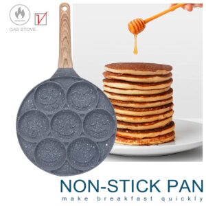 Pancake Pan Nonstick - 10 Inch Pancake Maker Pan With 7-Cup Waffle Mold Blini Pan Silver Dollar Pancake Pan Breakfast Griddle,100% PFOA Free Non-stick Coating