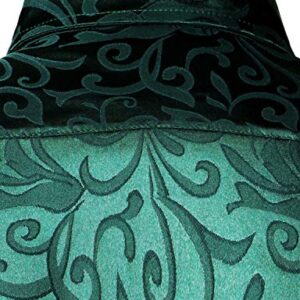 ZEROYAA Men's Luxury Jacquard Long Sleeve Dress Shirt Shiny Satin Slik Like Wedding Party Prom Shirts ZLCL27-Emerald Large