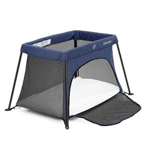 Lightweight Foldable Travel Crib, Portable Play Yard with Carry Bag for Infant Toddler Newborn(Blue)
