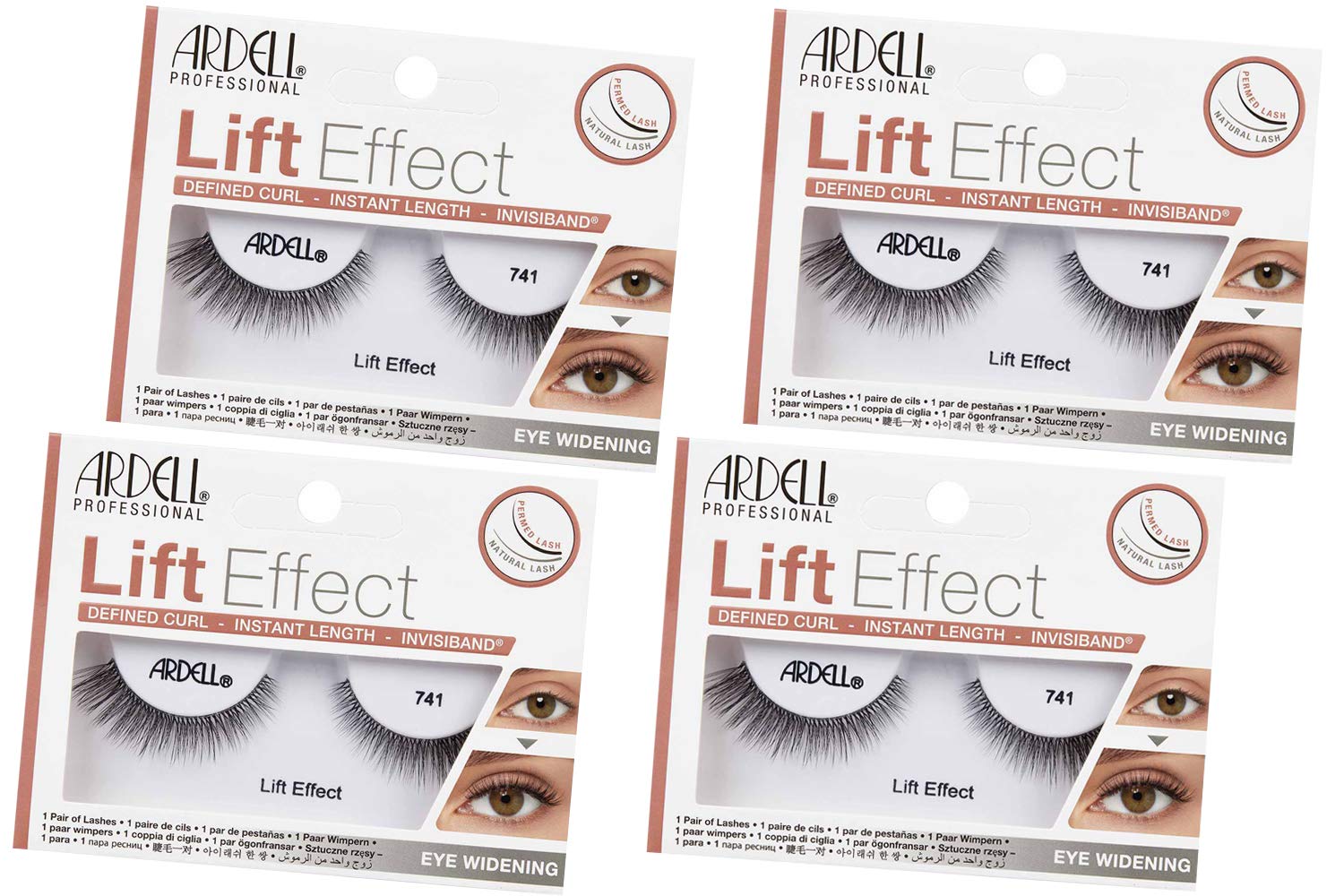 Ardell Lift Effect False Strip Lashes #741, 4 packs