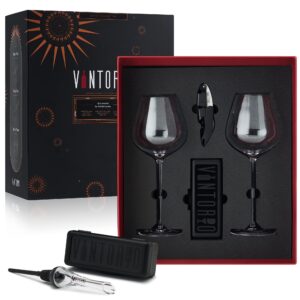 vintorio wine glass, aerator, and corkscrew set essential wine gift box - open, decant, and enjoy