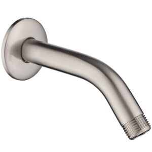 BRIGHT SHOWERS 6 Inch Brass Shower Arm with Flange Shower Pipe Arm for Wall Mount Fixed and Handheld Shower Head, Brushed Nickel