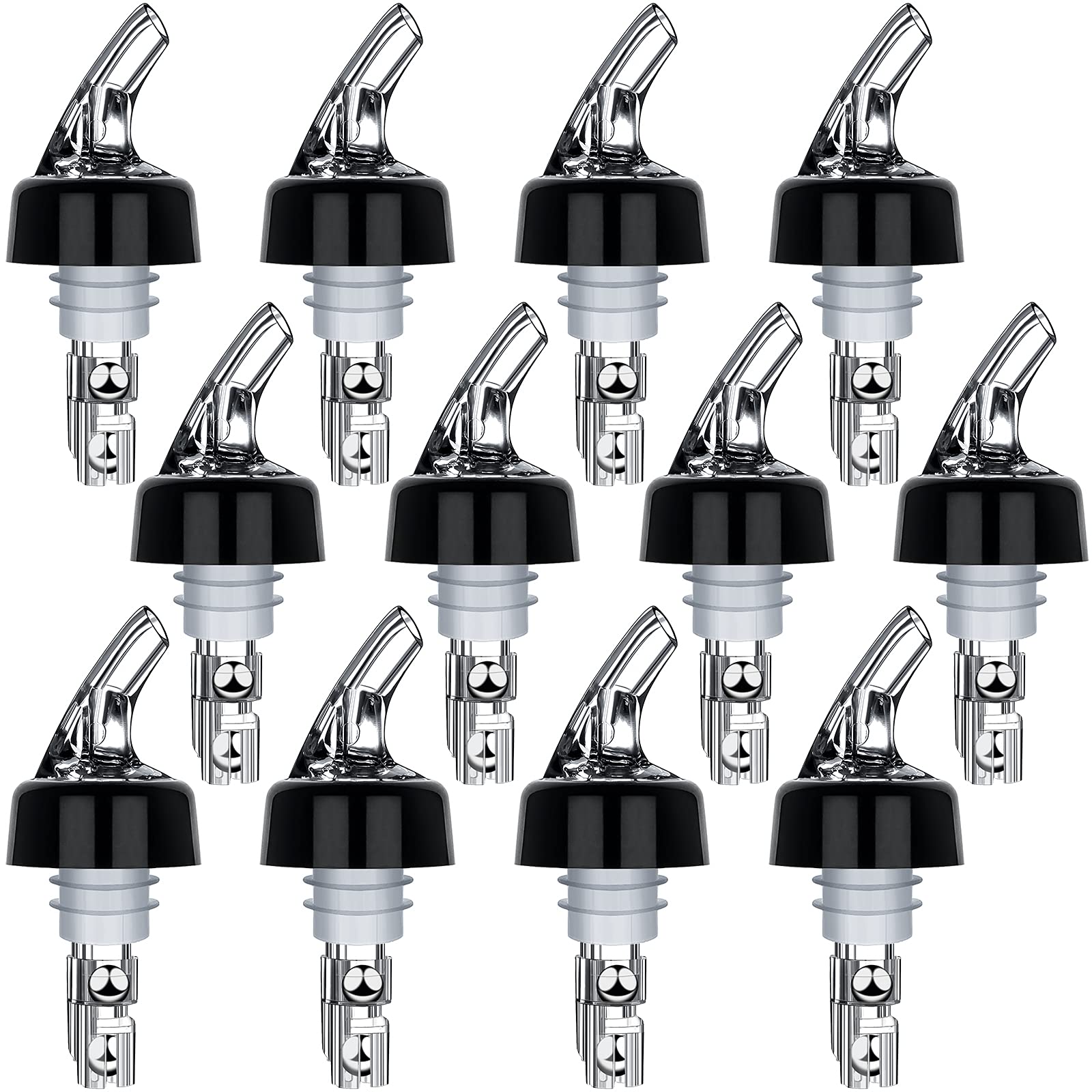 Automatic Measured Bottle Pourers Pack of 12 Liquor Bottle Pourers 1 oz (30 mL) Quick Shot Spirit Measure Wine Pourer Spouts Drinks Wine Cocktail Whiskey Dispenser Bartender Home Bar Tools (12pcs)