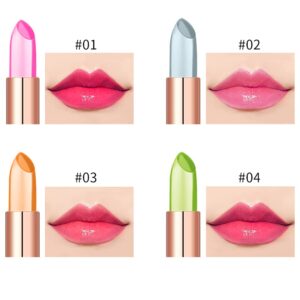 Petansy 4 Colors Aloe Vera Lipstick Jelly Lipstick Long Lasting Moisturizing Lip Balm Magic Temperature Color Changing Lip Care