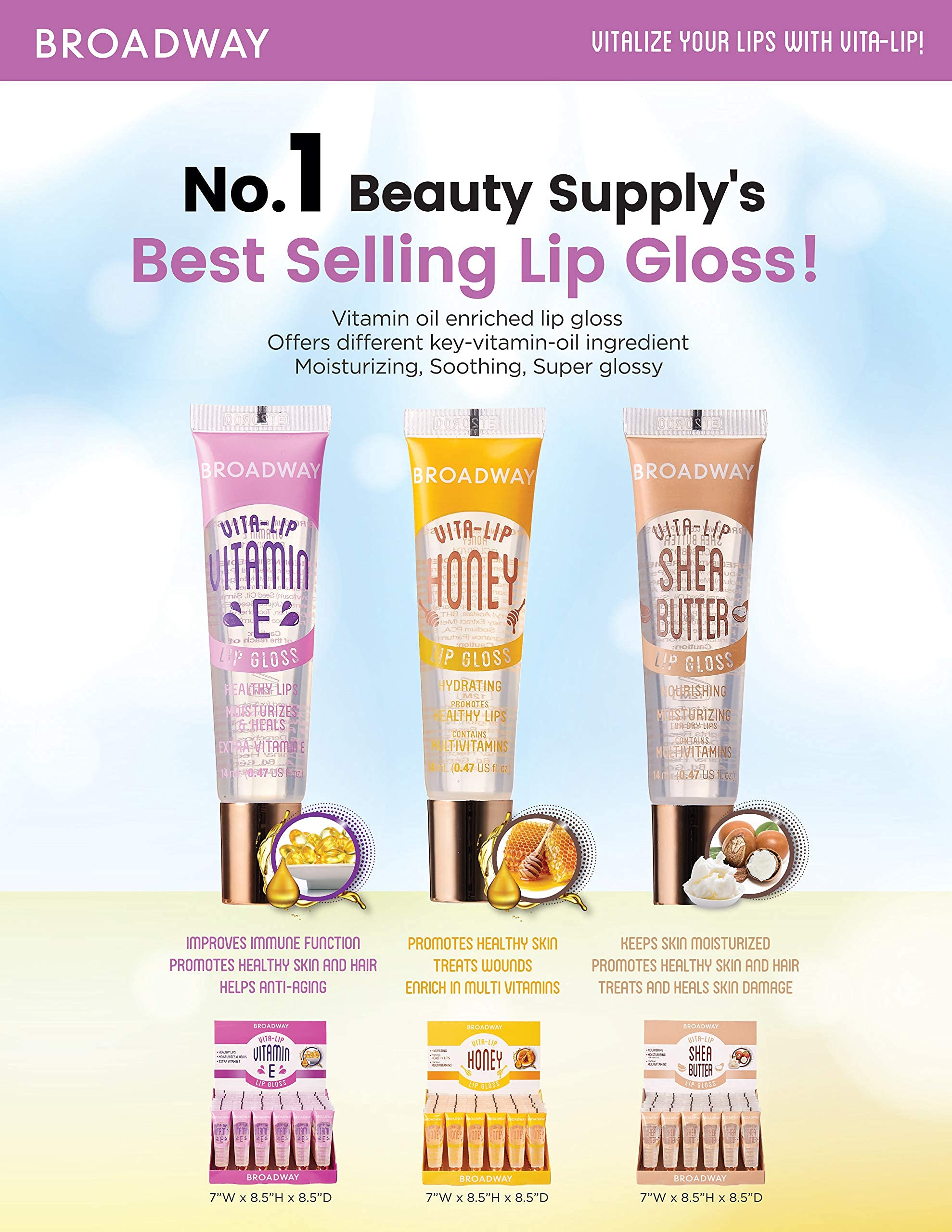 Broadway Vita-Lip Clear Lip Gloss 0.47oz/14ml (Vitamin E)