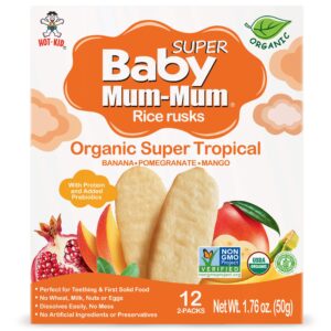 Baby Mum-Mum Organic Super Tropical Rusks 1.76 Ounce, 24 count (Pack of 6)