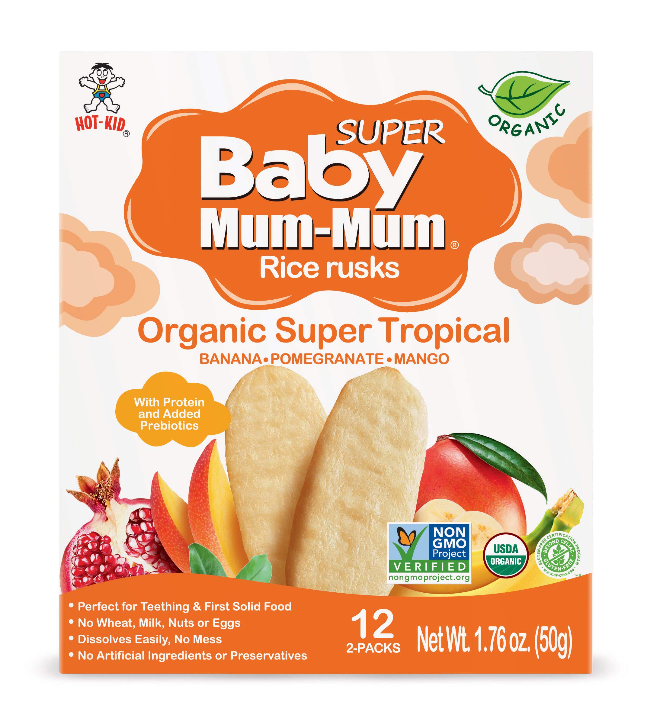 Baby Mum-Mum Organic Super Tropical Rusks 1.76 Ounce, 24 count (Pack of 6)