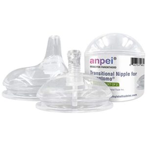 anpei straw and sippy cup transitional nipples set of 2 with nipple storage case compatible with comotomo baby bottles, 5 oz and 8 oz