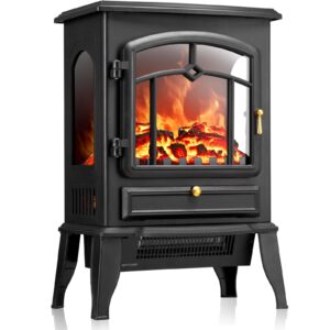 kismile electric fireplace stove,1500w infrared fireplace heater with 3d realistic flame,overheating protection,16inch portable freestanding electric fireplace for indoor use