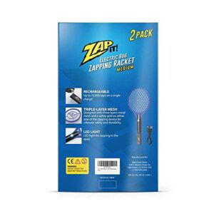 Zap It Bug Zapper - Fly Zapper Racket - Rechargeable Bug Zapper Racket, 4,000 Volt, USB Charging Cable, 2 Pack