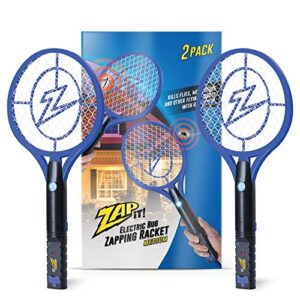 zap it bug zapper - fly zapper racket - rechargeable bug zapper racket, 4,000 volt, usb charging cable, 2 pack