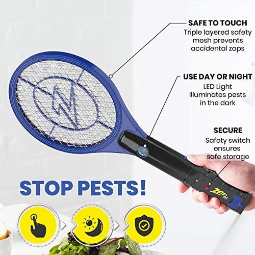 Zap It Bug Zapper - Fly Zapper Racket - Rechargeable Bug Zapper Racket, 4,000 Volt, USB Charging Cable, 2 Pack