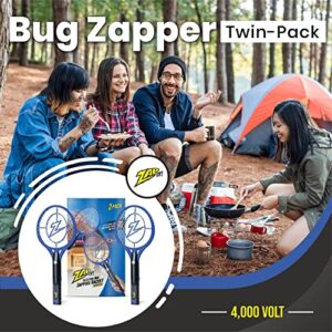 Zap It Bug Zapper - Fly Zapper Racket - Rechargeable Bug Zapper Racket, 4,000 Volt, USB Charging Cable, 2 Pack