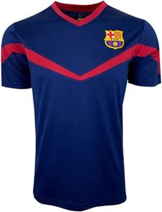icon sports youth barcelona training jersey, licensed barcelona soccer shirt for boys (xx-small (youth large 10-12 years)) blue