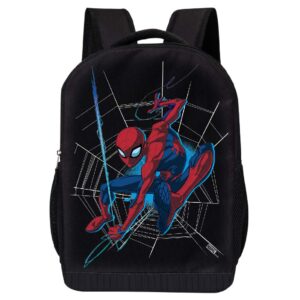 marvel comics classic spiderman backpack black spiderman 18 inch air mesh padded bag (spiderman web)