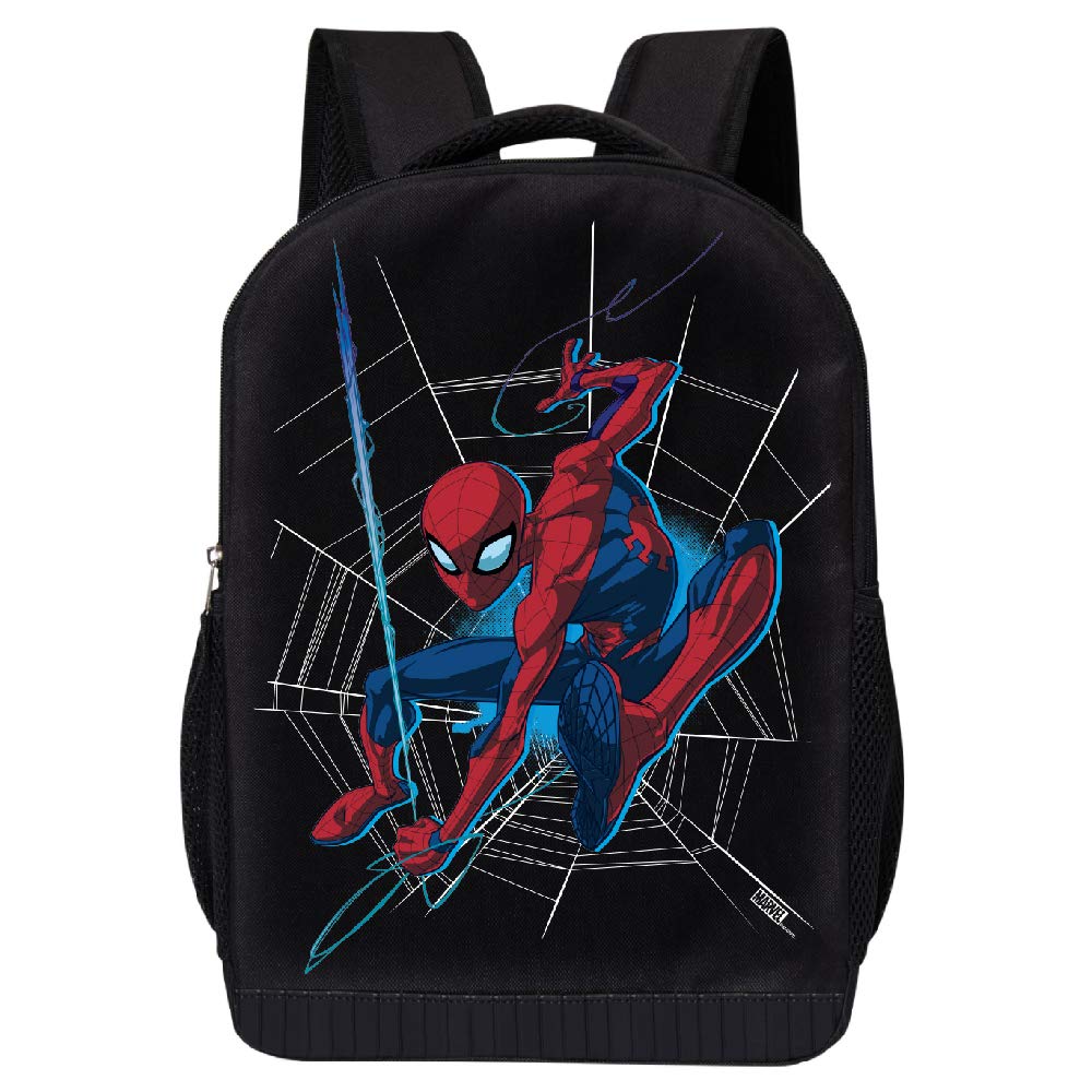 Marvel COMICS CLASSIC SPIDERMAN BACKPACK BLACK SPIDERMAN 18 INCH AIR MESH PADDED BAG (Spiderman Web)