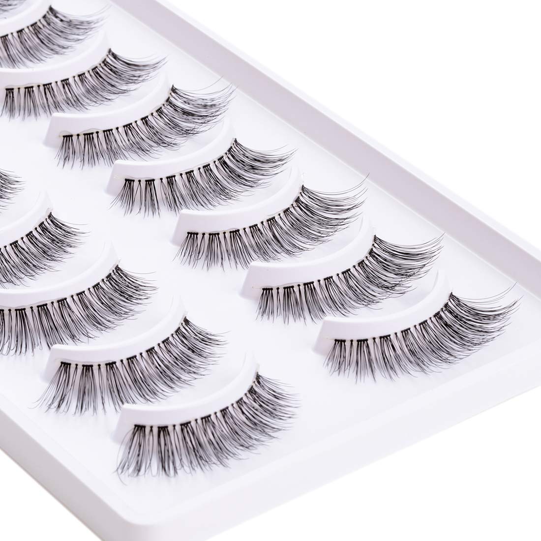 10 Pairs Natural False Lashes and White Glue